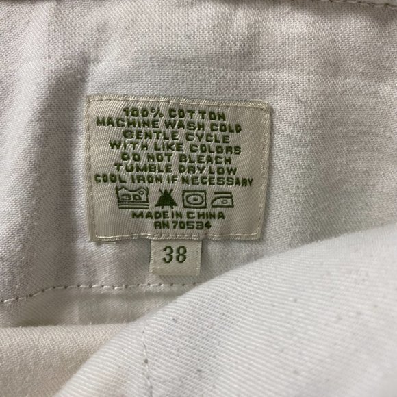 Orvis Zambezi Twill Pants Mens 38 x 29 Khaki Cotton with Leather Trim Cuffed - Picture 7 of 12